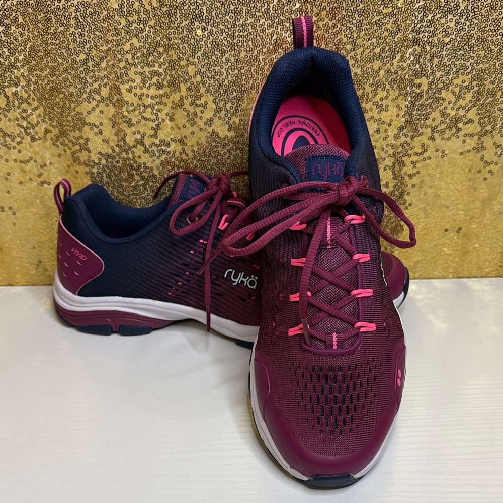 Ryka Women's Vivid RZX Cross-training sneakers Plum/navy blue/raspberry colorway